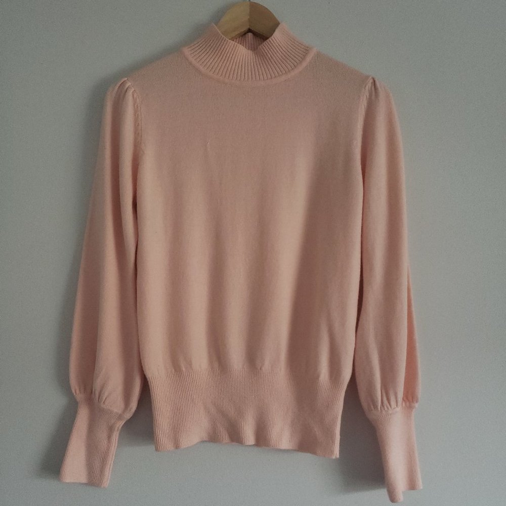 Women's Knit Pink Mock Turtleneck Long Sleeve Top